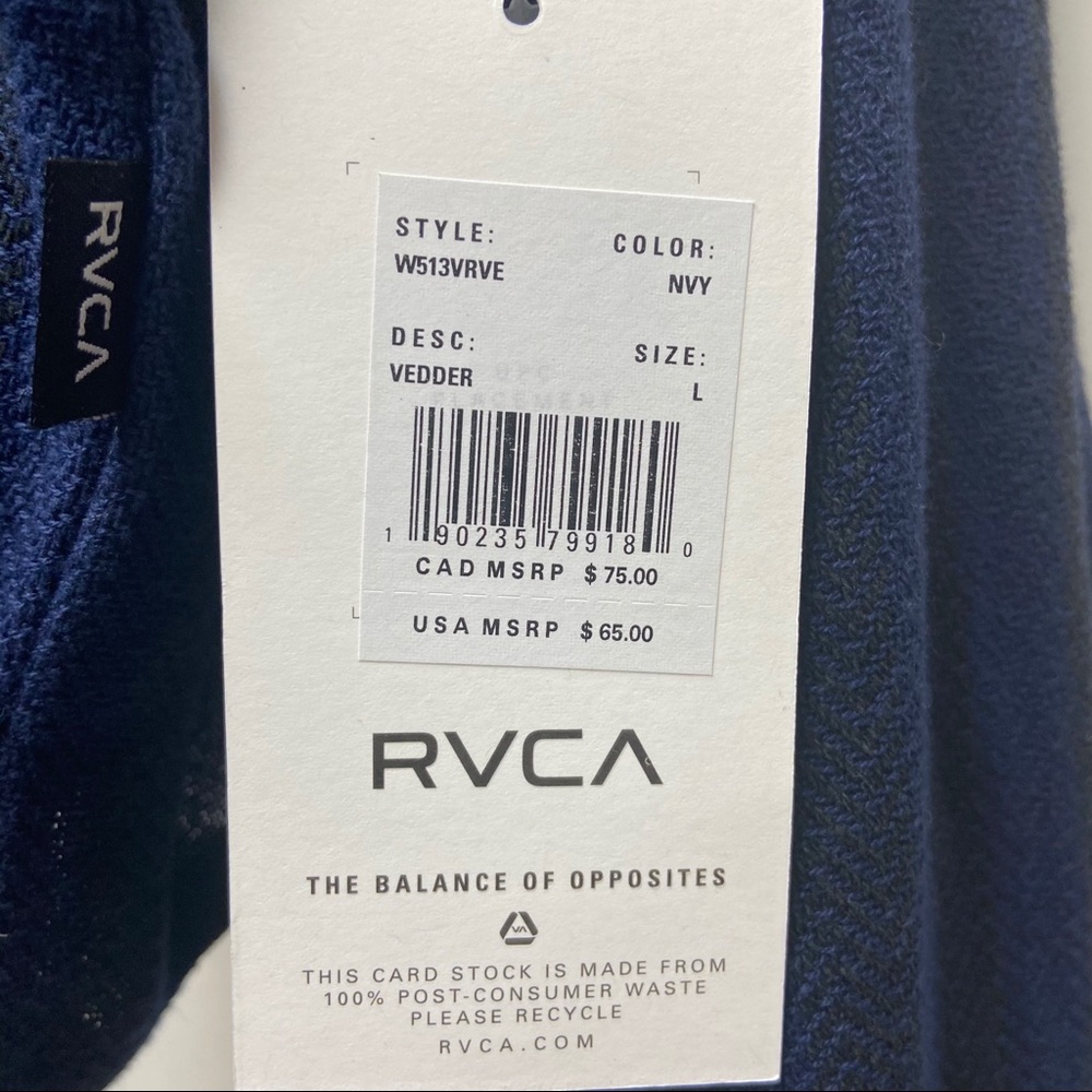 RVCA Vedder Button Up Cropped Flannel shirt Sz L - Picture 5 of 8